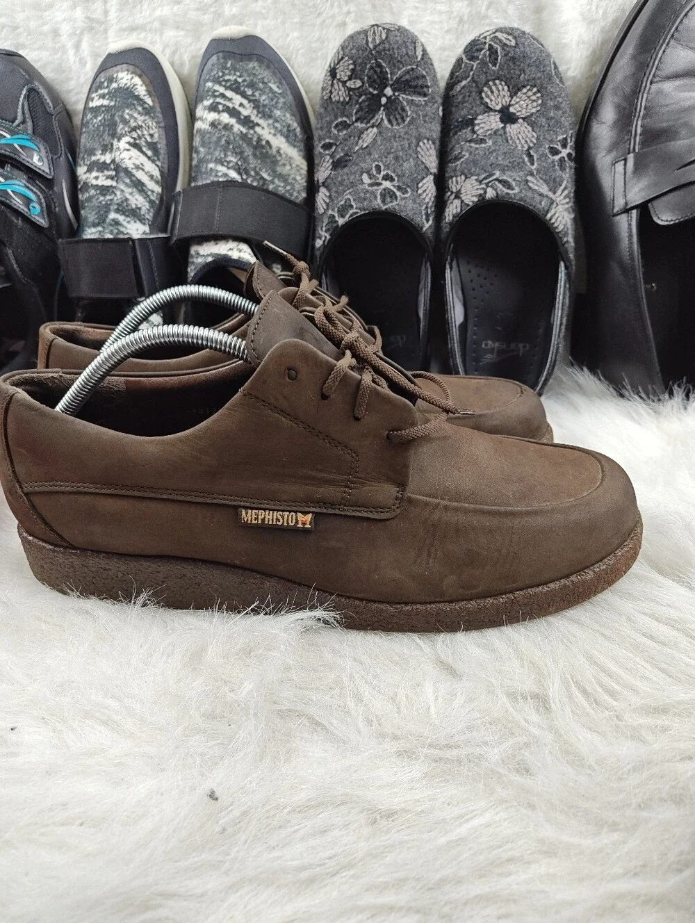 Mephisto Latex 100% Naturel Brown Leather Lace-Up Shoes Men's Size 11